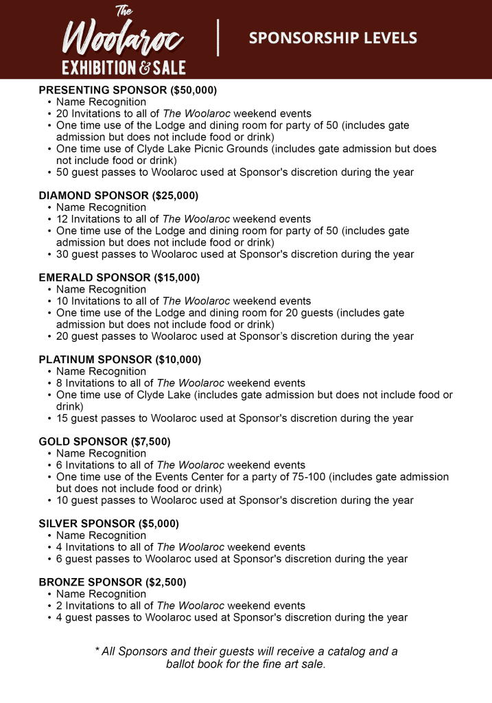 The Woolaroc Art Show Sponsorship Opportunities