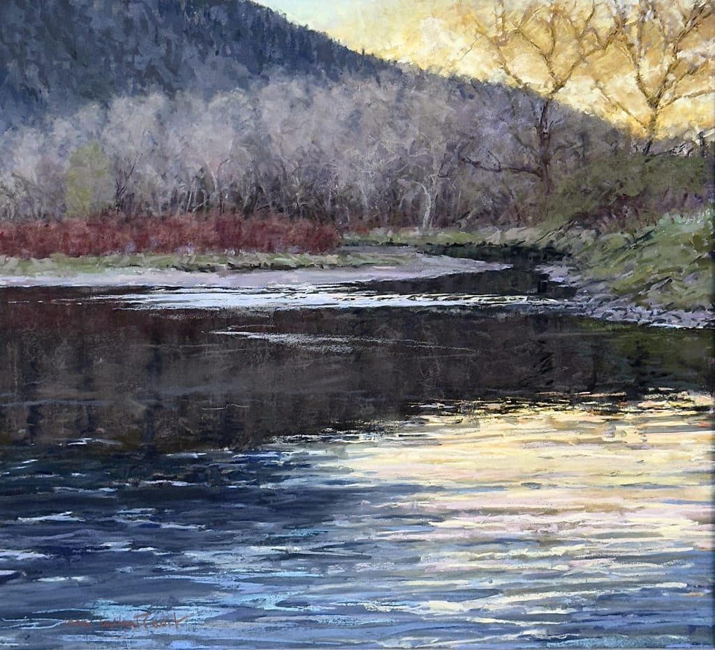 WHITCOMB SKIP Spring Evening on the Cache la Poudre River paster on archival paper x $